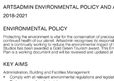 Artsadmin Environmental Policy and Action Plan